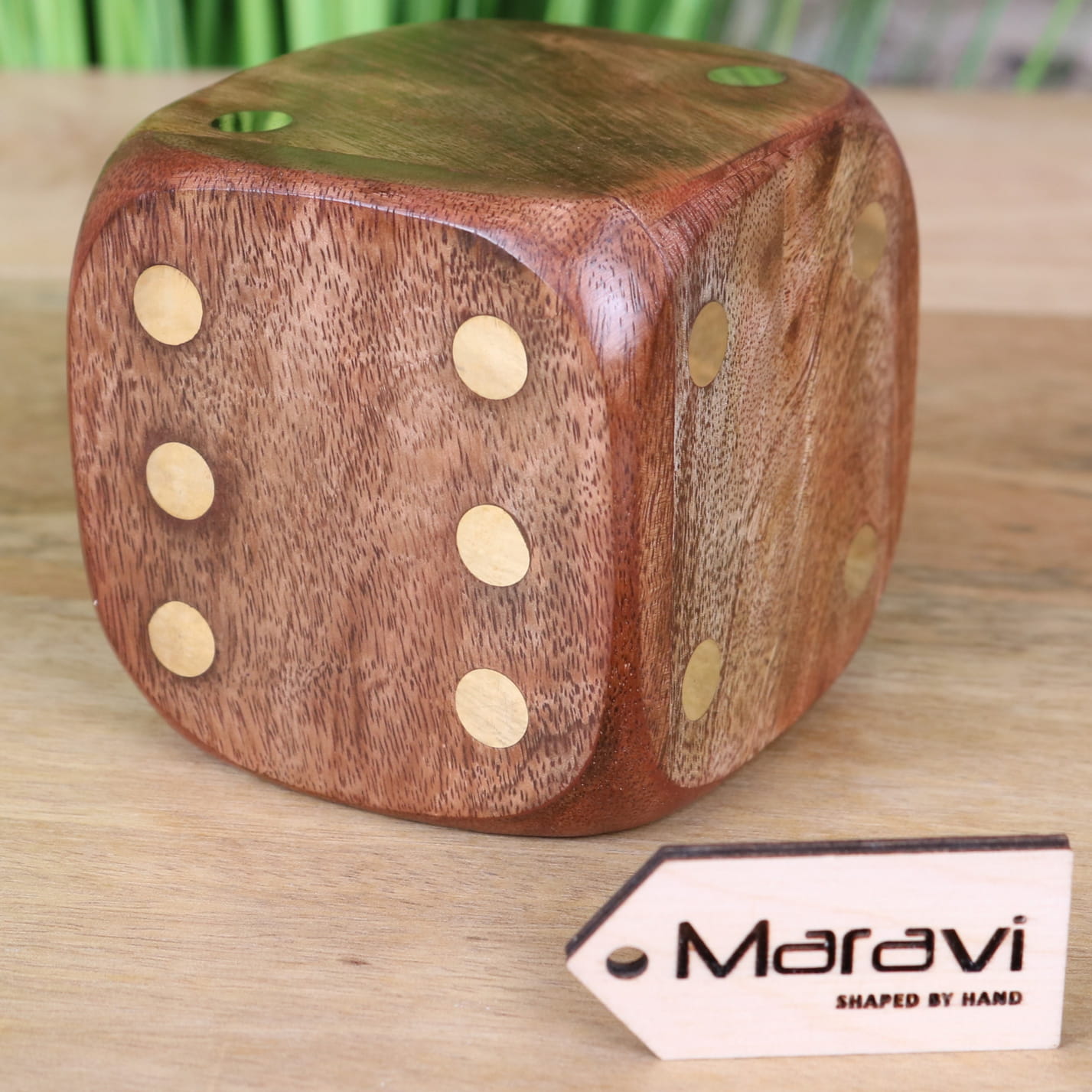 Aravali Large Wooden Dice 8cm - Closeup of Number 6