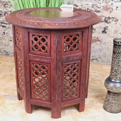 Alnif Large Size Moroccan Side Table Sheesham Wood - Front View