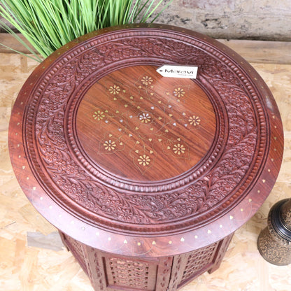 Alnif Large Size Moroccan Side Table Sheesham Wood - Top View