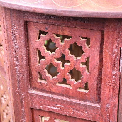 Alnif Large Size Moroccan Side Table Sheesham Wood - Closeup of Moroccan Star Pattern