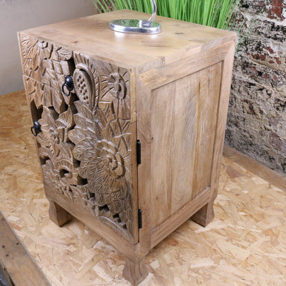 Kheda Mango Wood Bedside Cabinet - Side View