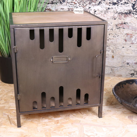 Usri Industrial Metal Bedside Cabinet - Main Image