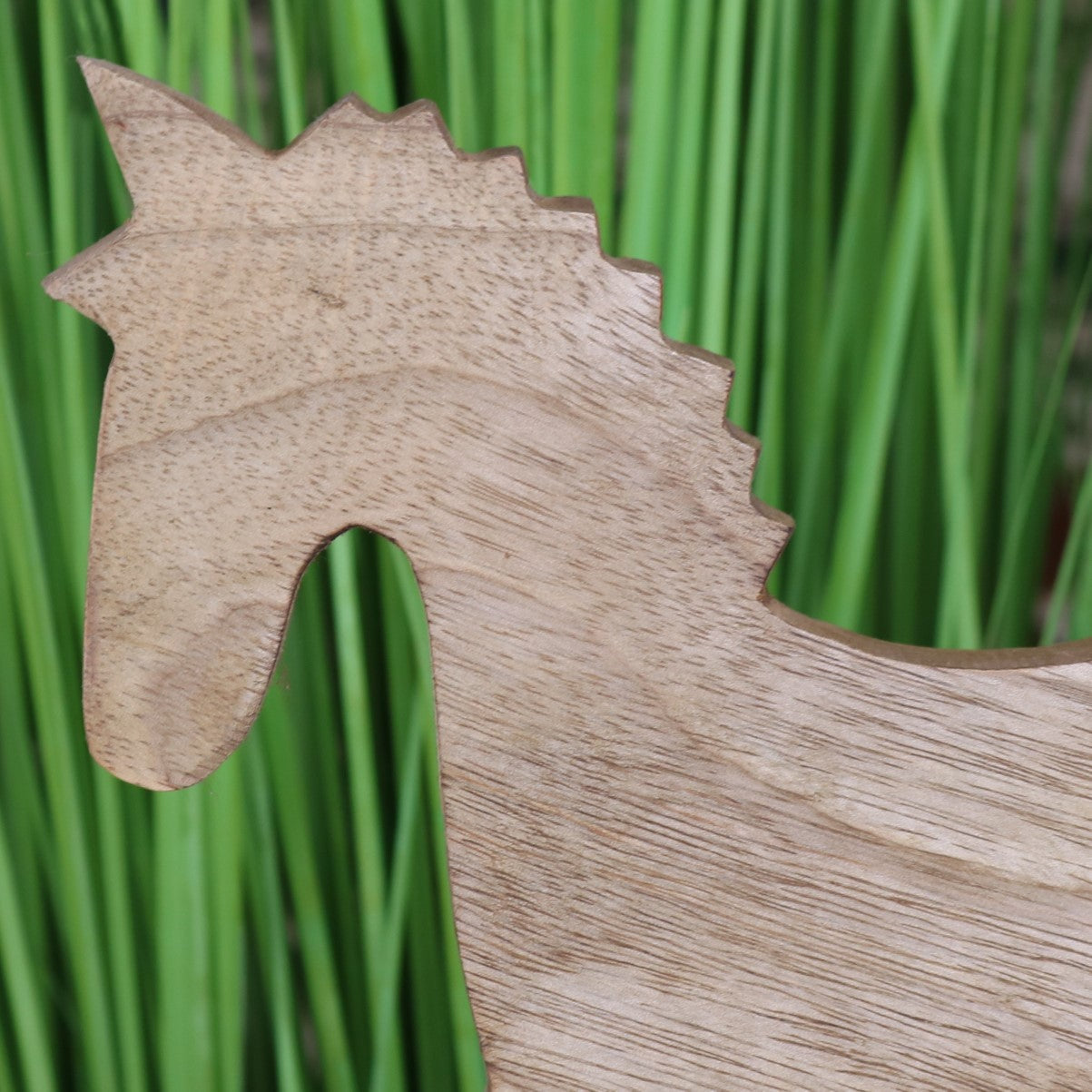 Jhal Wooden Rocking Horse Ornament 30cm - Closeup of Head