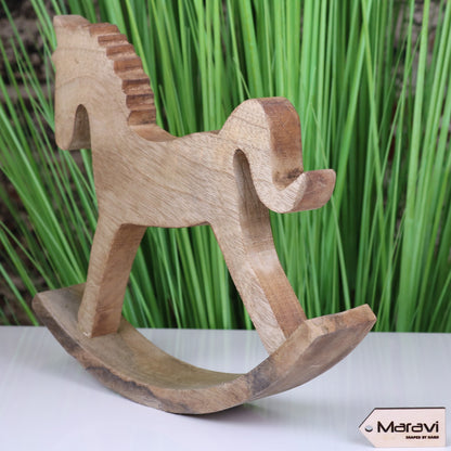 Jhal Wooden Rocking Horse Ornament 30cm - Rear View