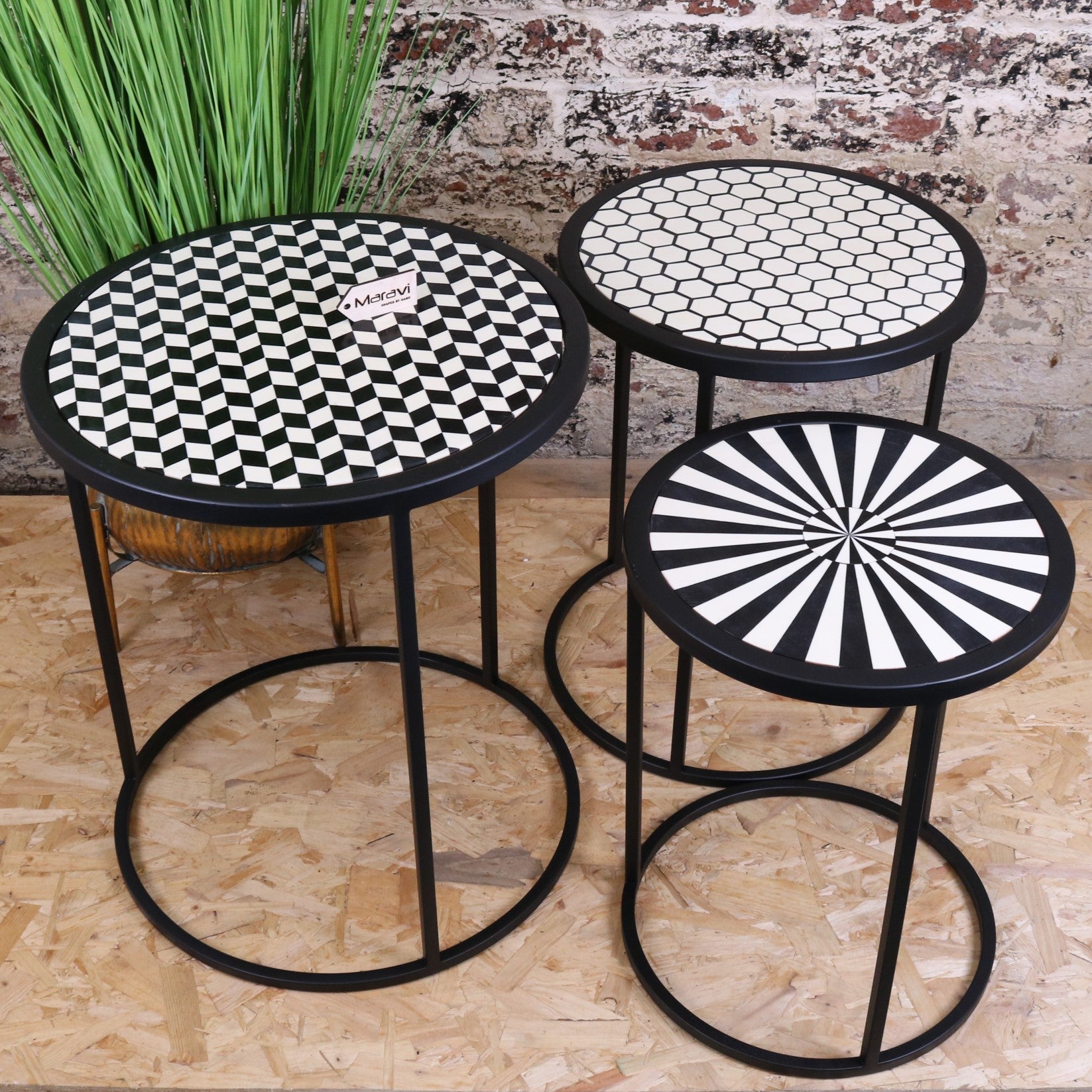 Chinta Modern Black Round Nesting Side Tables - Main Image