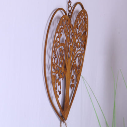 Neri Rustic Heart Wind Chime with Tree of Life - Side View