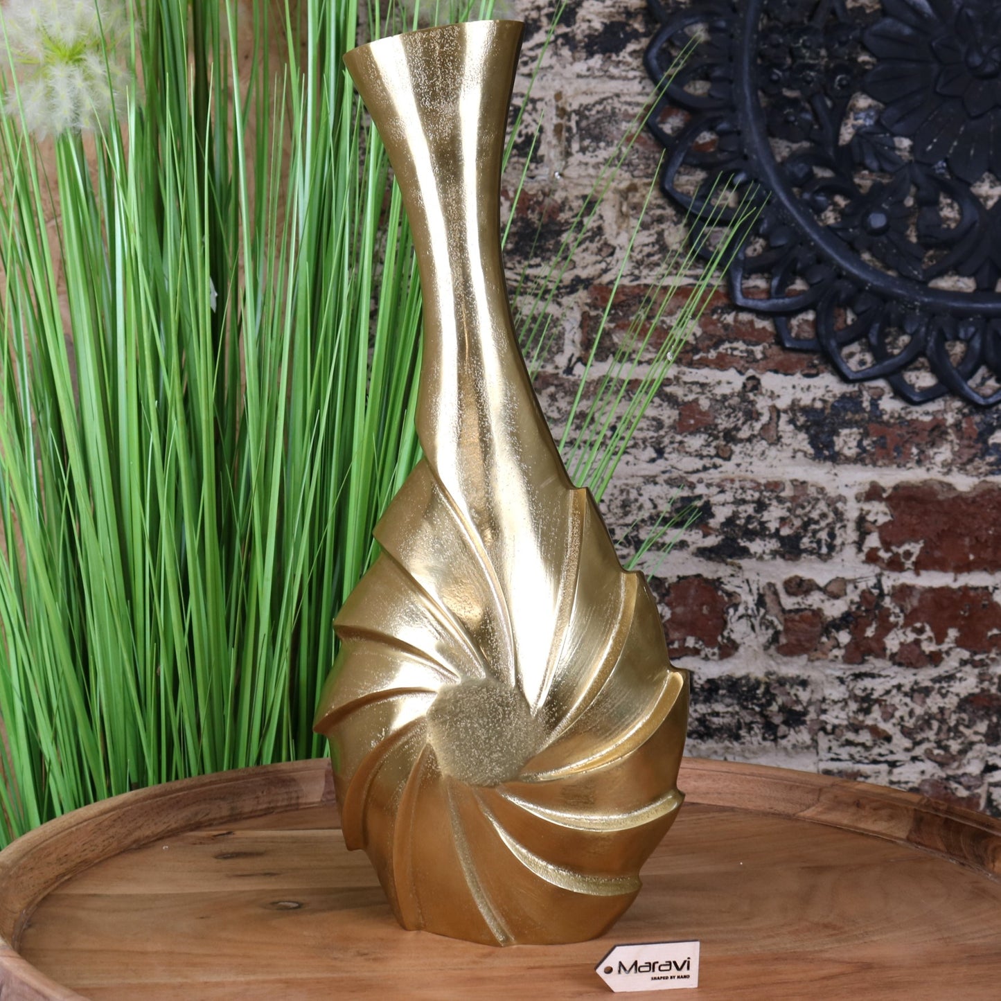 Bedi Metal Gold Vase Swirl Design 48cm - Main Image