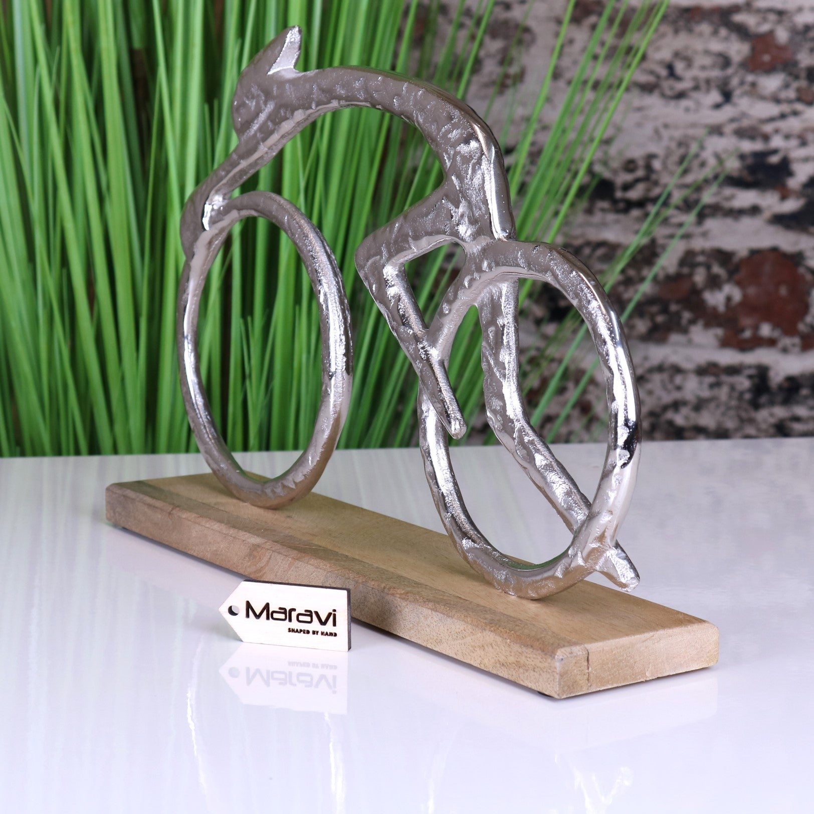 Moda Aluminium Cyclist Ornament 35cm - Side View