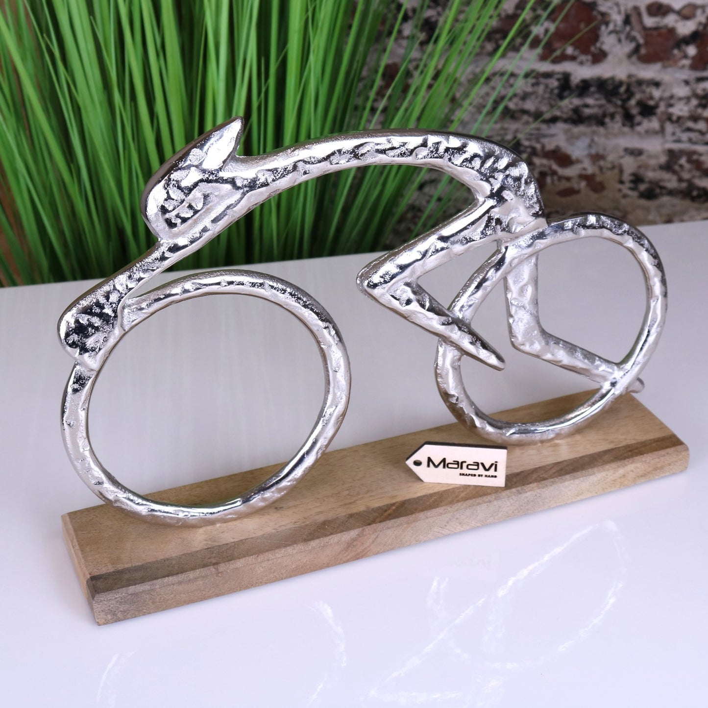 Moda Aluminium Cyclist Ornament 35cm - Angled Top View