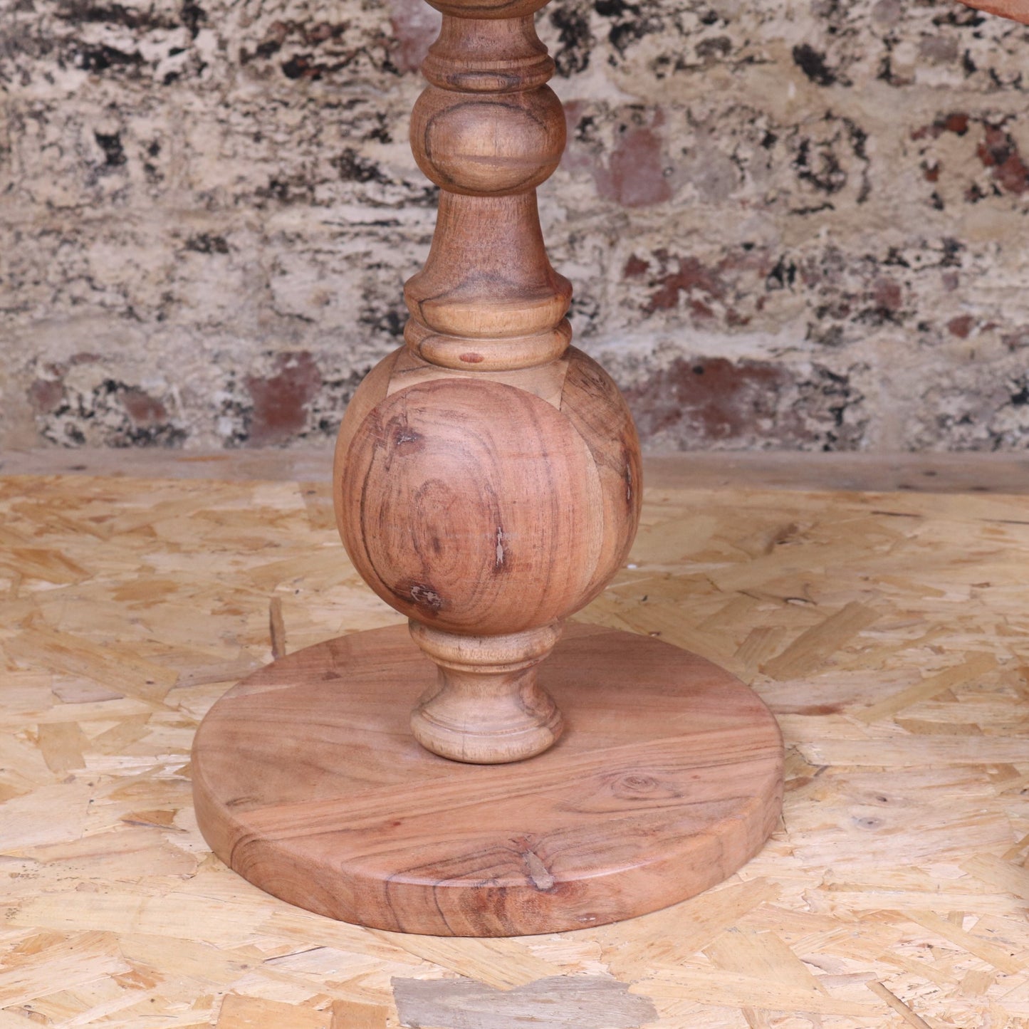 Ucha Set of 2 Wooden Pedestal Side Tables - Closeup of Pedestal