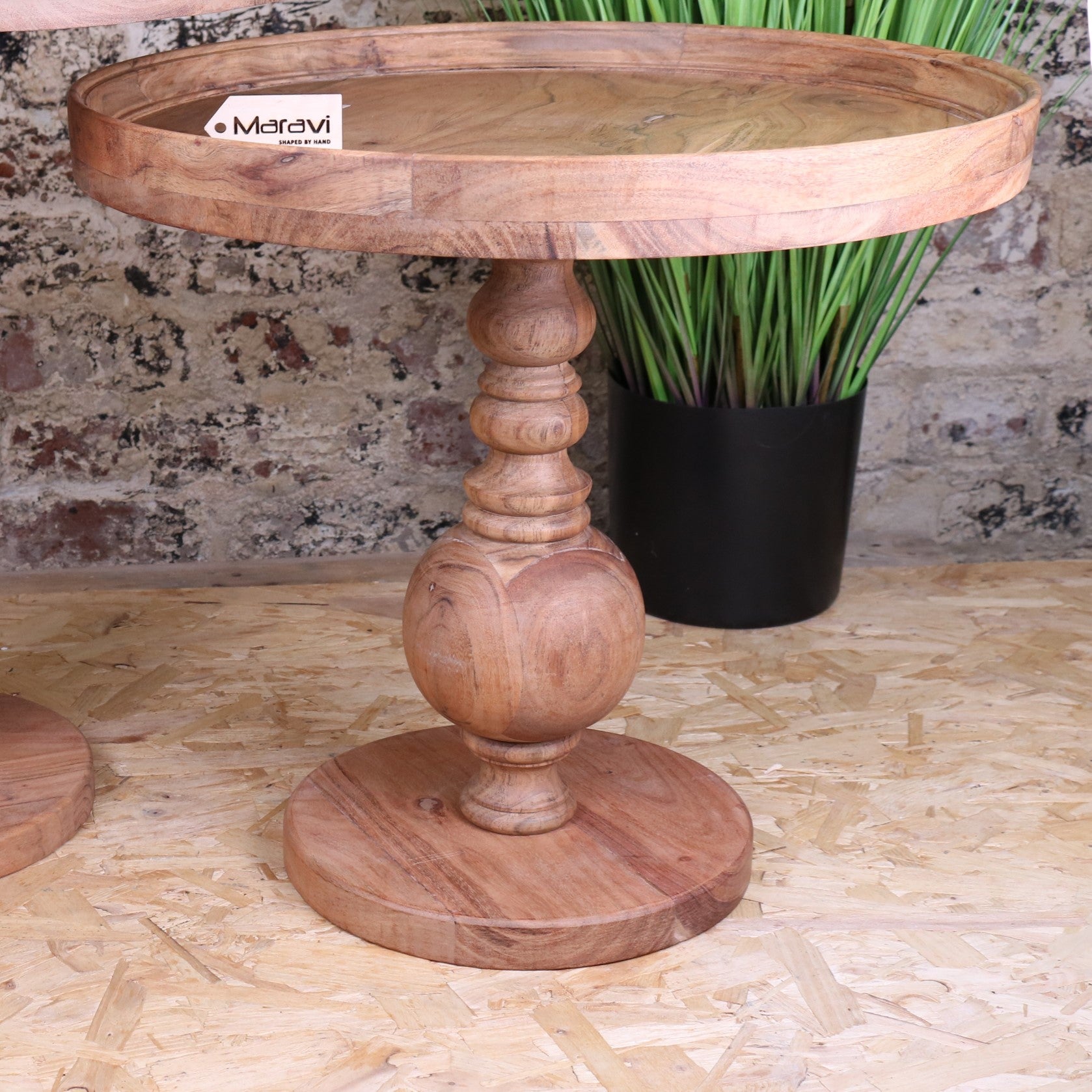 Ucha Set of 2 Wooden Pedestal Side Tables - Small Table