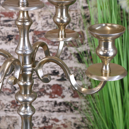 Zira Antiqued Gold 5 Candle Candelabra Centerpiece 84cm - Closeup of Candle Holder