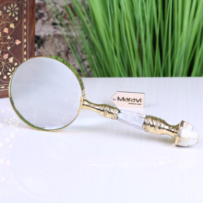 Yala Reading Magnifying Glass 10cm Mother of Pearl Brass Handle - Main Image