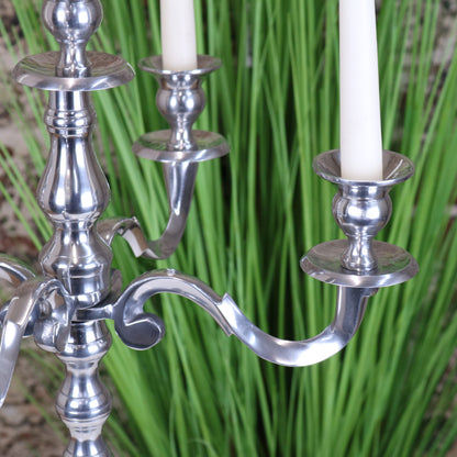 Mula Polished Silver 5 Candle Candelabra Centerpiece 62cm- Closeup of Holder