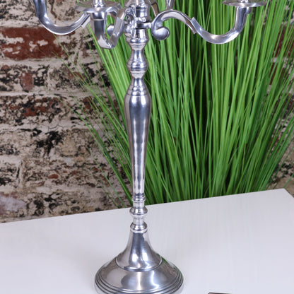 Mula Polished Silver 5 Candle Candelabra Centerpiece 62cm - Lower Half