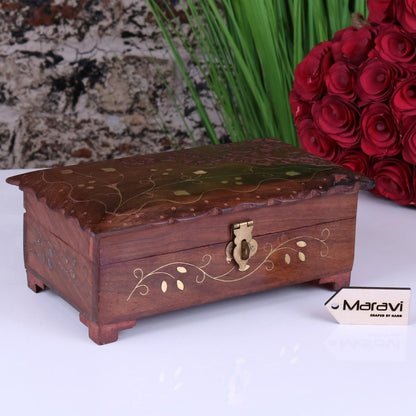 Bori Small Wooden Jewellery Box Vintage Style - Main Image