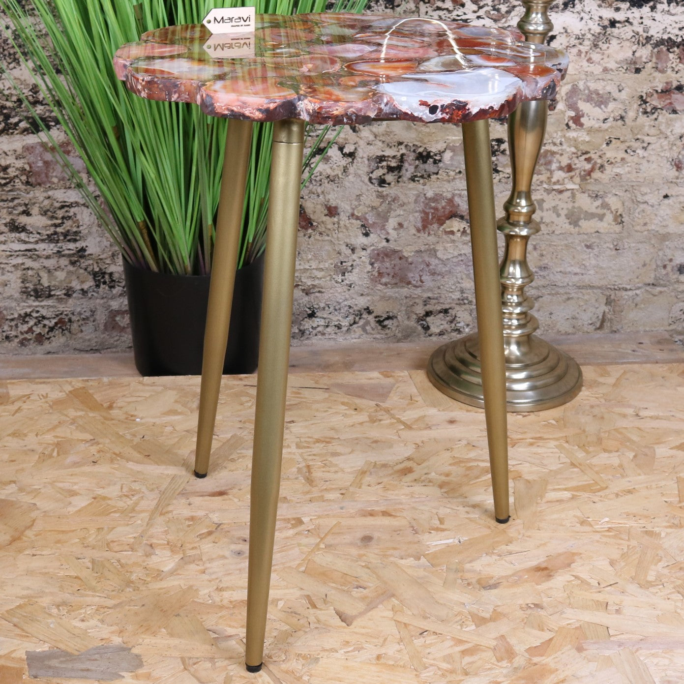 Aroli Red Agate Side Table - Front View