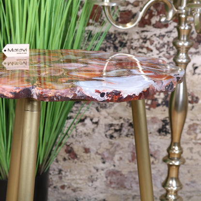 Aroli Red Agate Side Table - Closeup of Edge