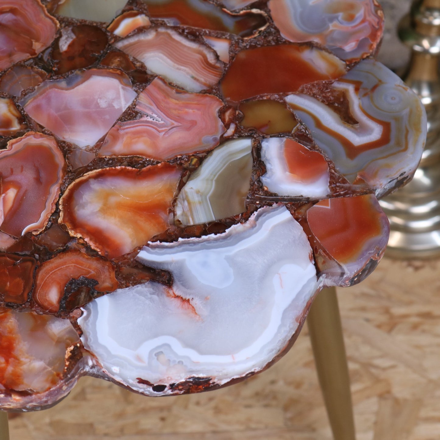 Aroli Red Agate Side Table - Closeup of Red Agate 2