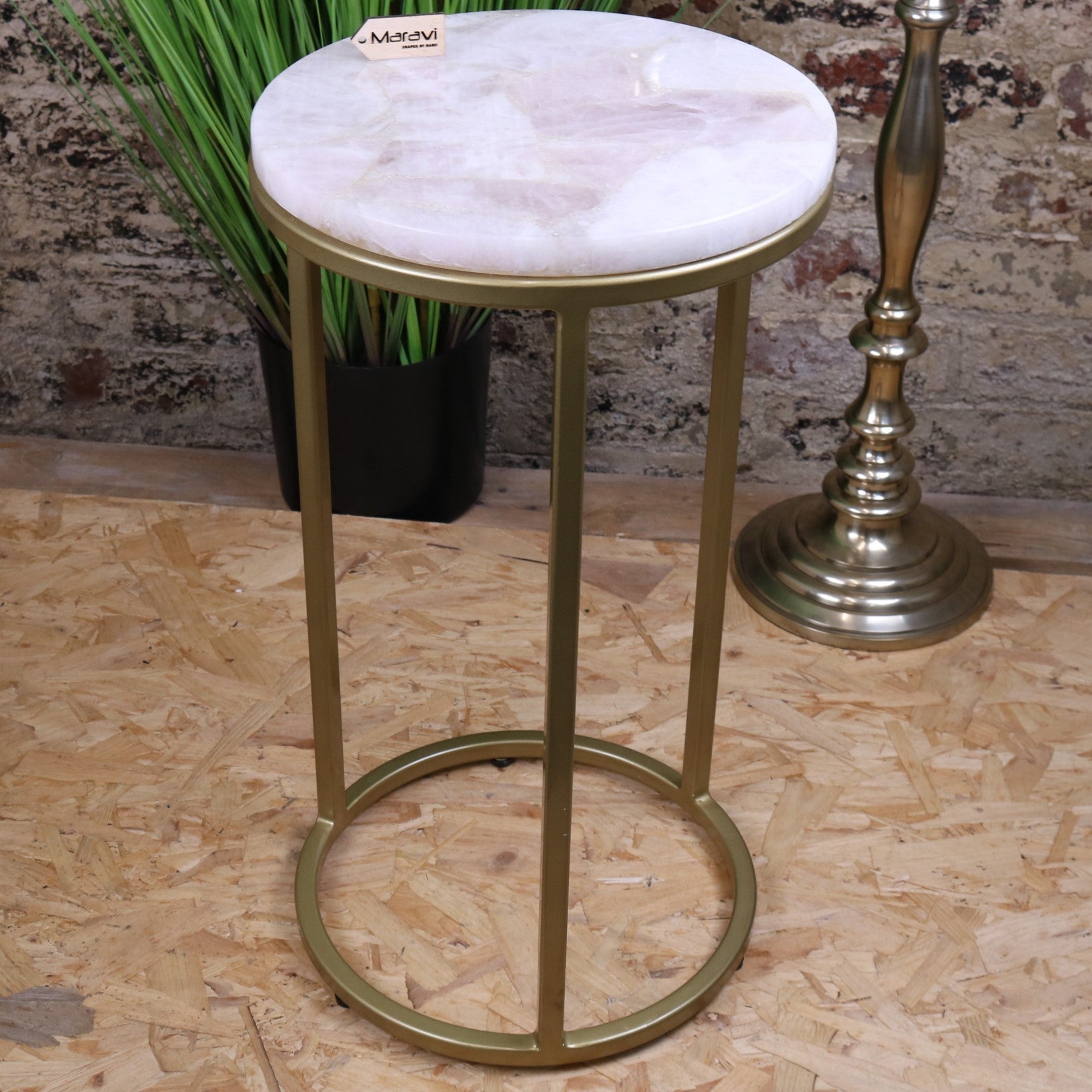 Bela Rose Quartz Side Table - Main Image