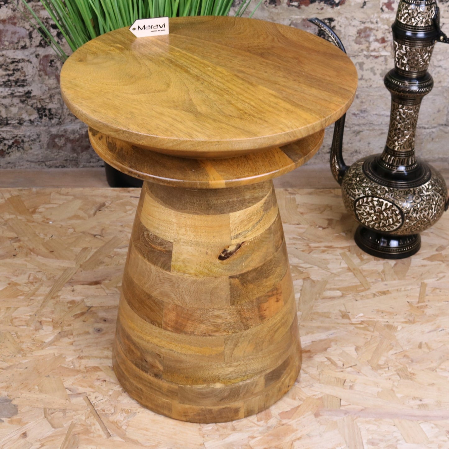 Tura Conical Mango Wood Side Table - Main Image