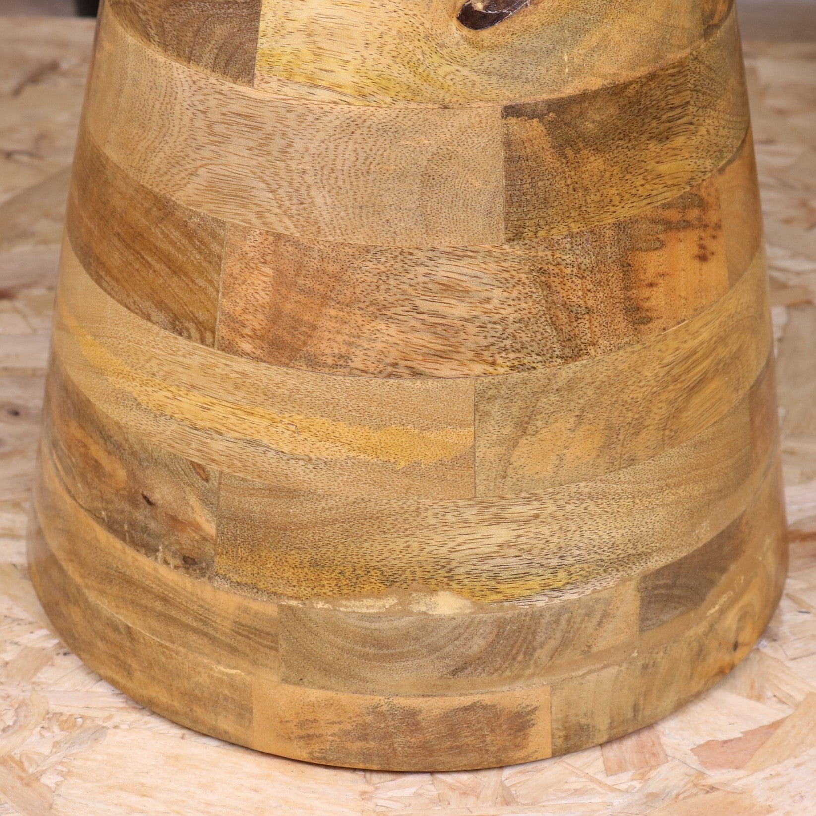 Tura Conical Mango Wood Side Table - Closeup of Base