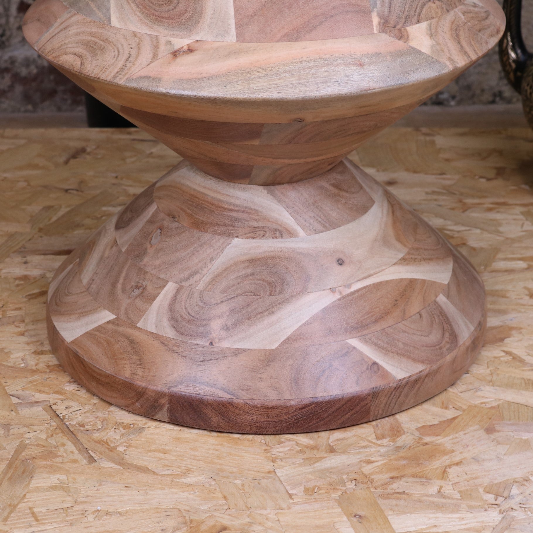 Ujha Totem Side Table Acacia Wood - Closeup of Base