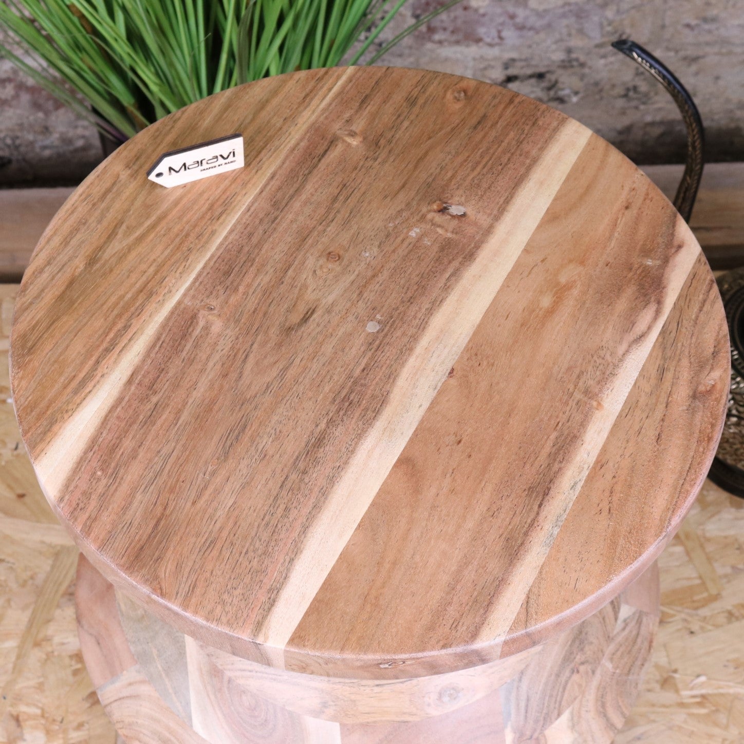 Ujha Totem Side Table Acacia Wood - Top View