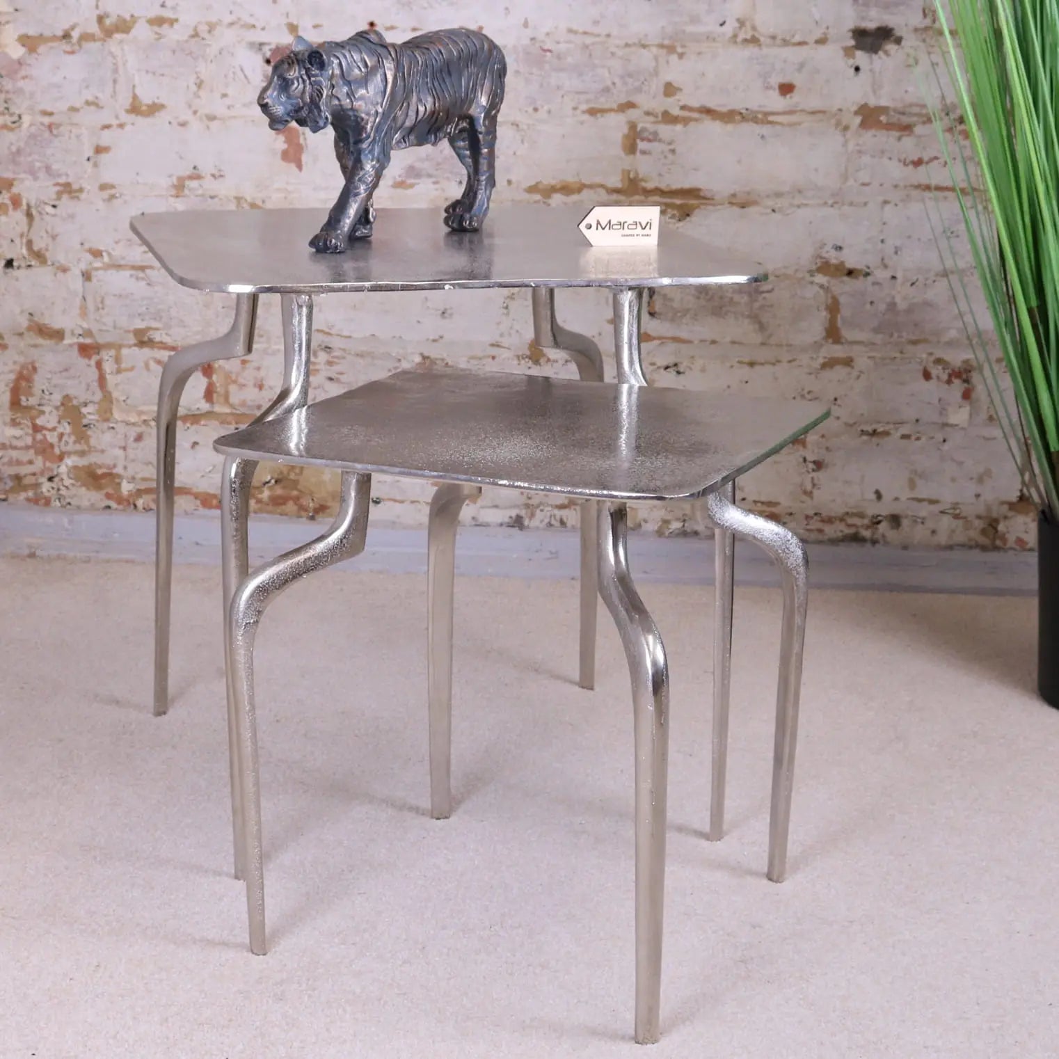 Sabna Set of 2 Metal Square Side Tables - Front View