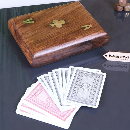 Nadu Double Wooden Playing Card Box - Main Image