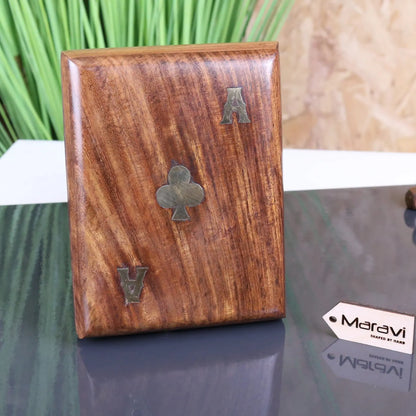 Nadu Double Wooden Playing Card Box - Front View