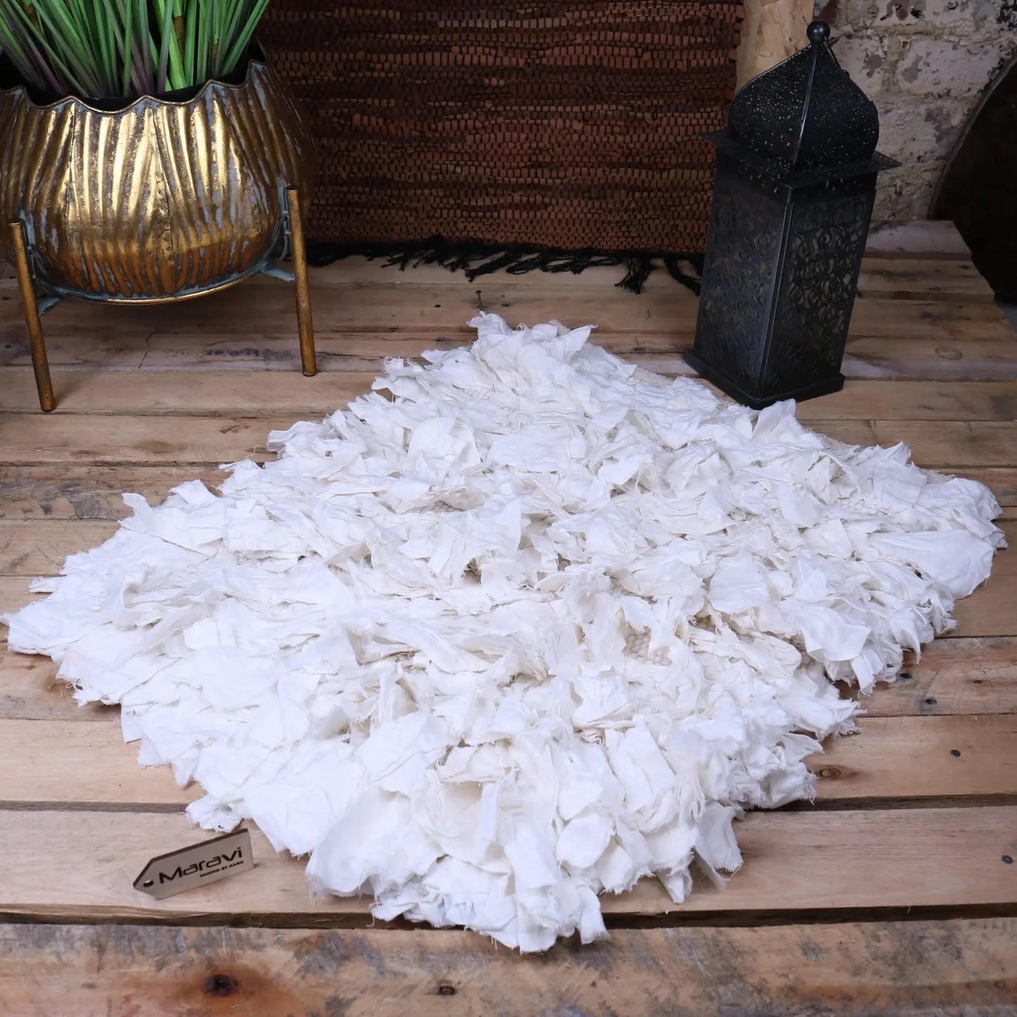 Madayi Rag Rug Recycled White Cotton - Main Image