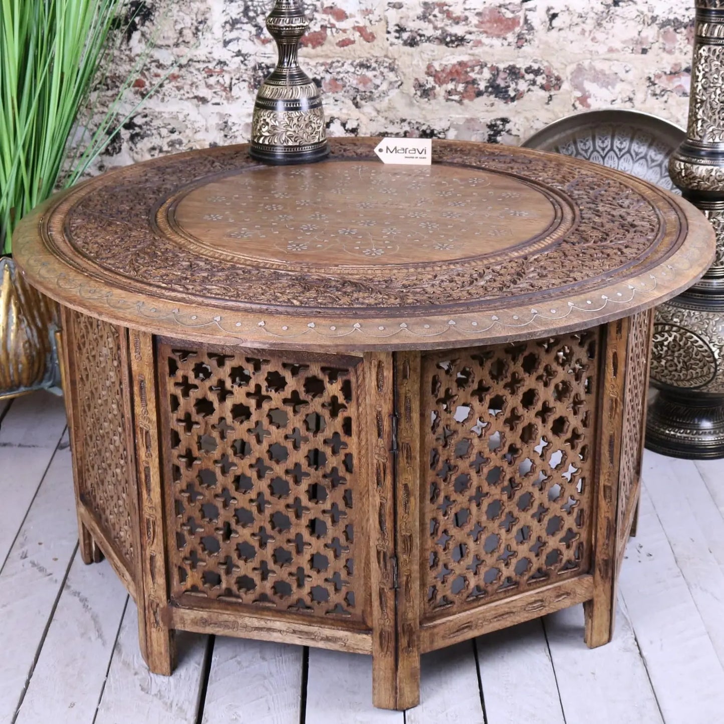 Matanga Round Wooden Coffee Table - Front View