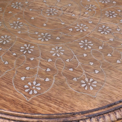 Matanga Round Wooden Coffee Table - Closeup of Inlay