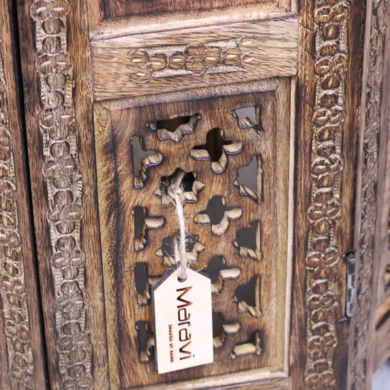 Zanskar Small Side Table - Closeup of Base Carving