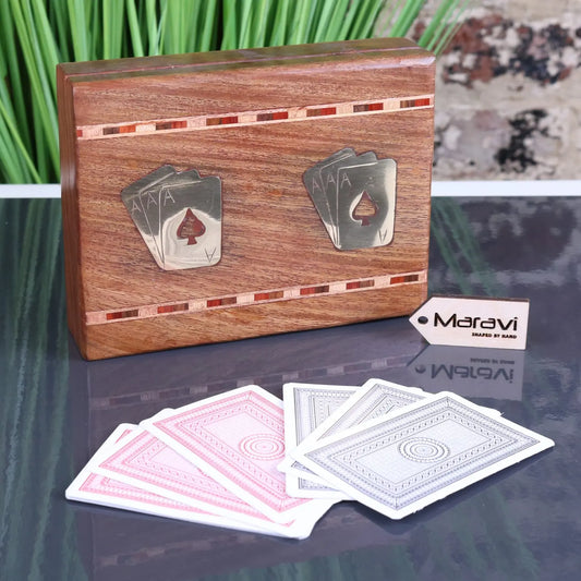 Begunia Double Wooden Playing Card Box - Main Image