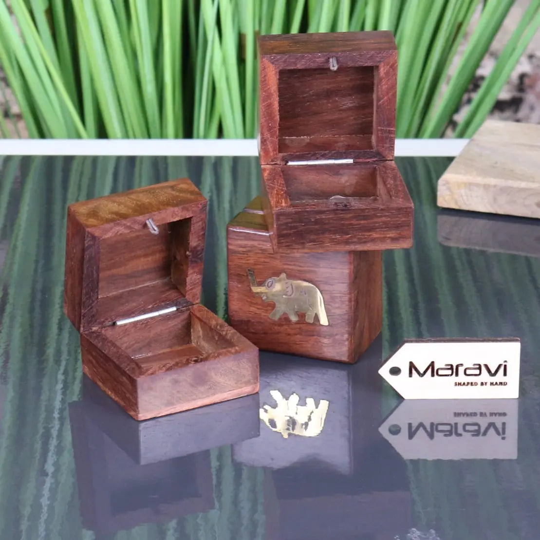 Jatani Set of 3 Mini Trinket Boxes - Showing boxes open