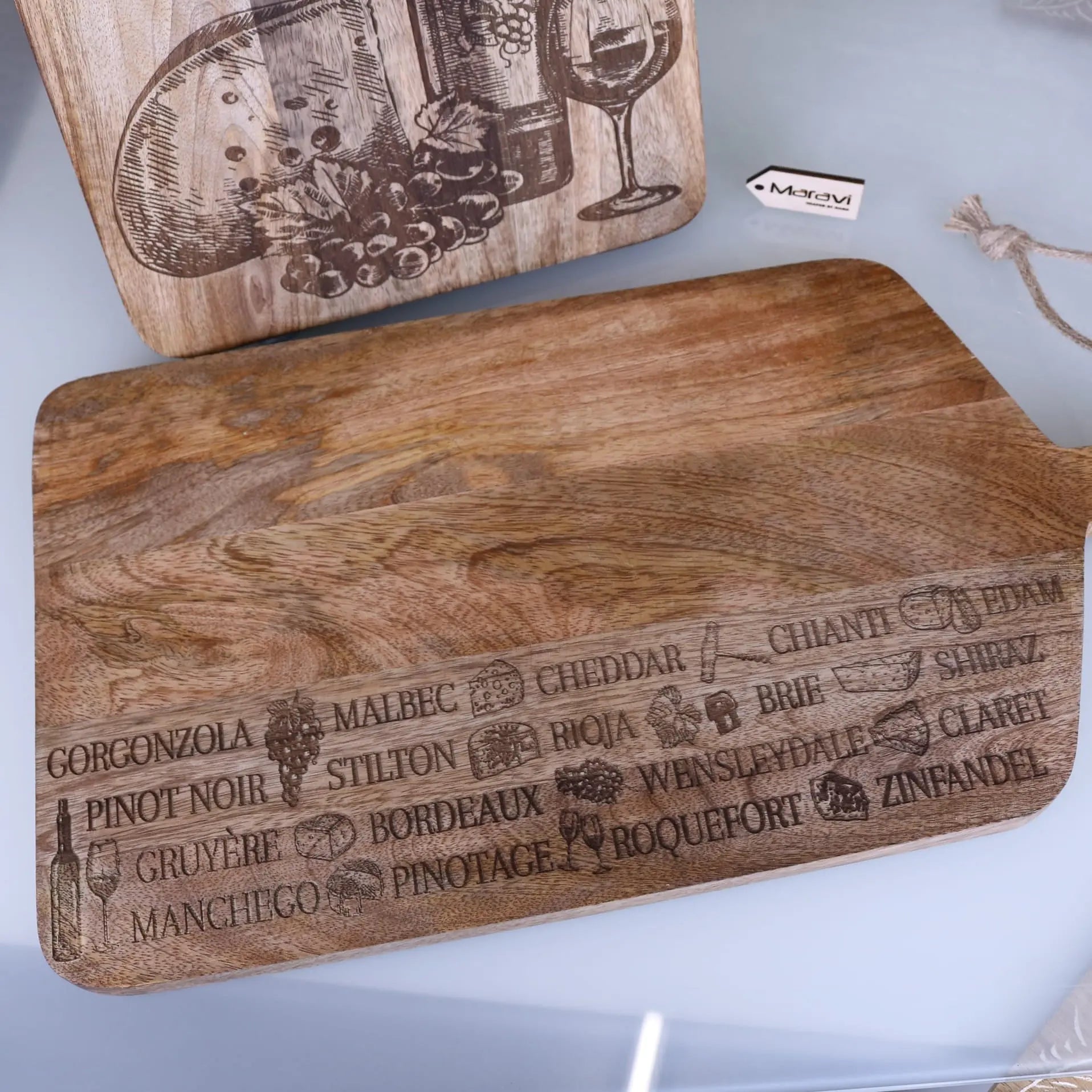 Engraved Serving Board Cheese and Wine - Words Variant Main Image