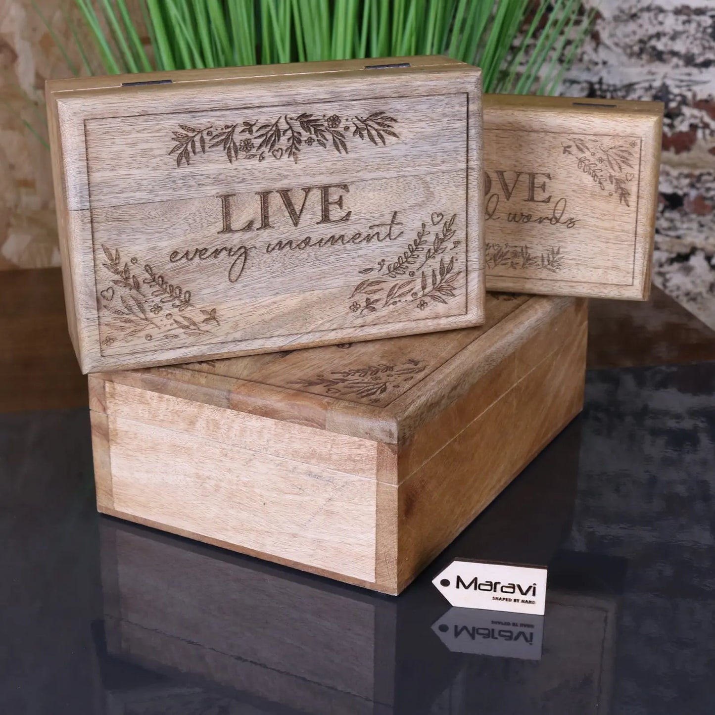 Noakh Set of 3 Live Laugh and Love Boxes - Side View