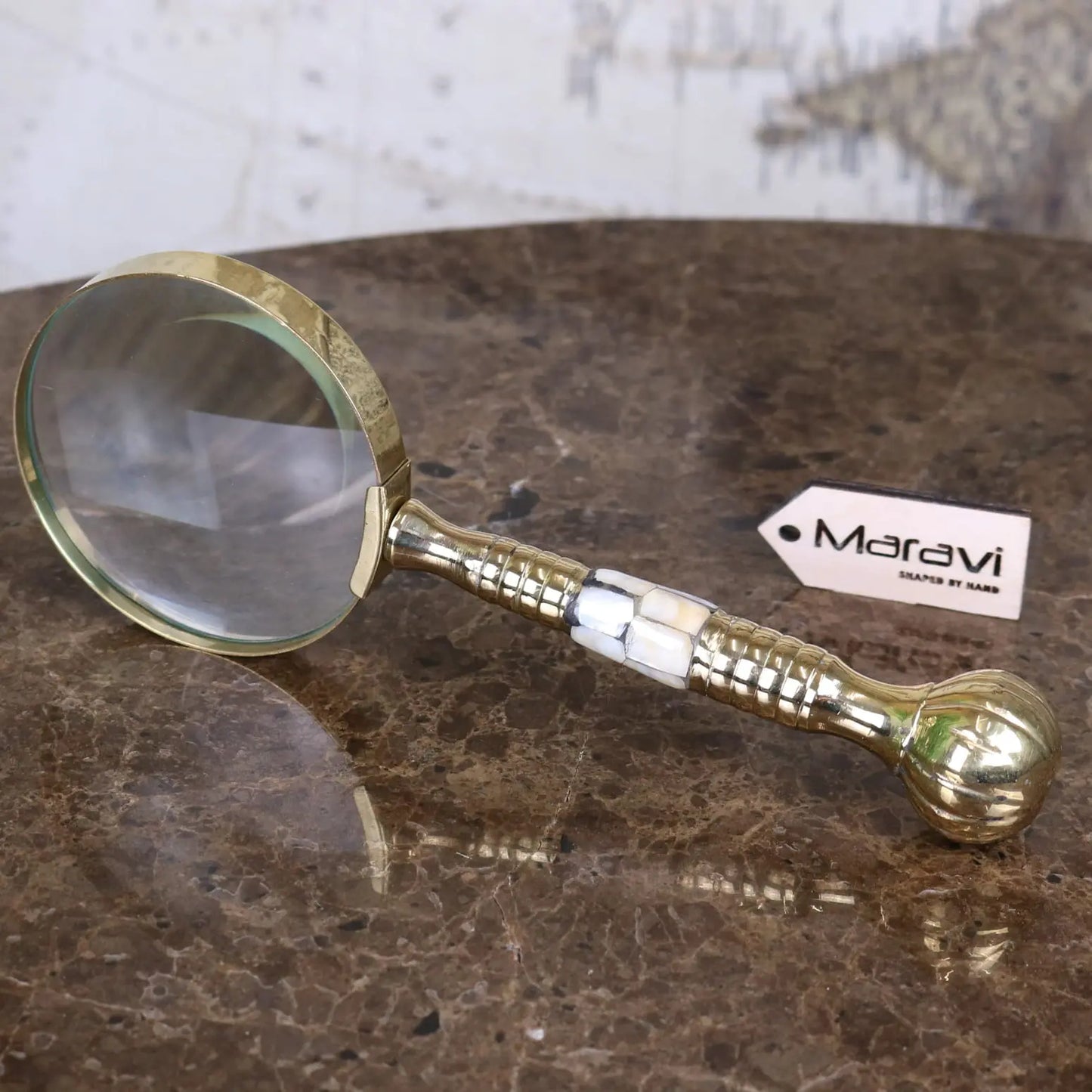 Garo Brass Magnifying Glass Mother of Pearl - Main Image