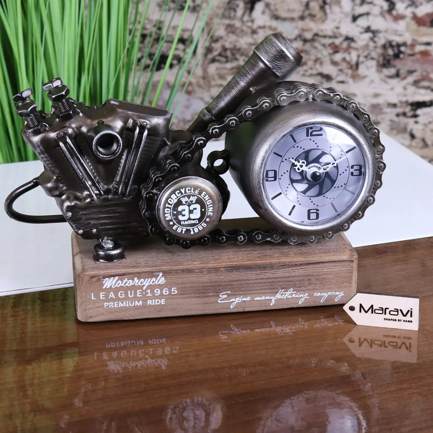 Industrial Motorcycle Engine Desk Clock - Main Image