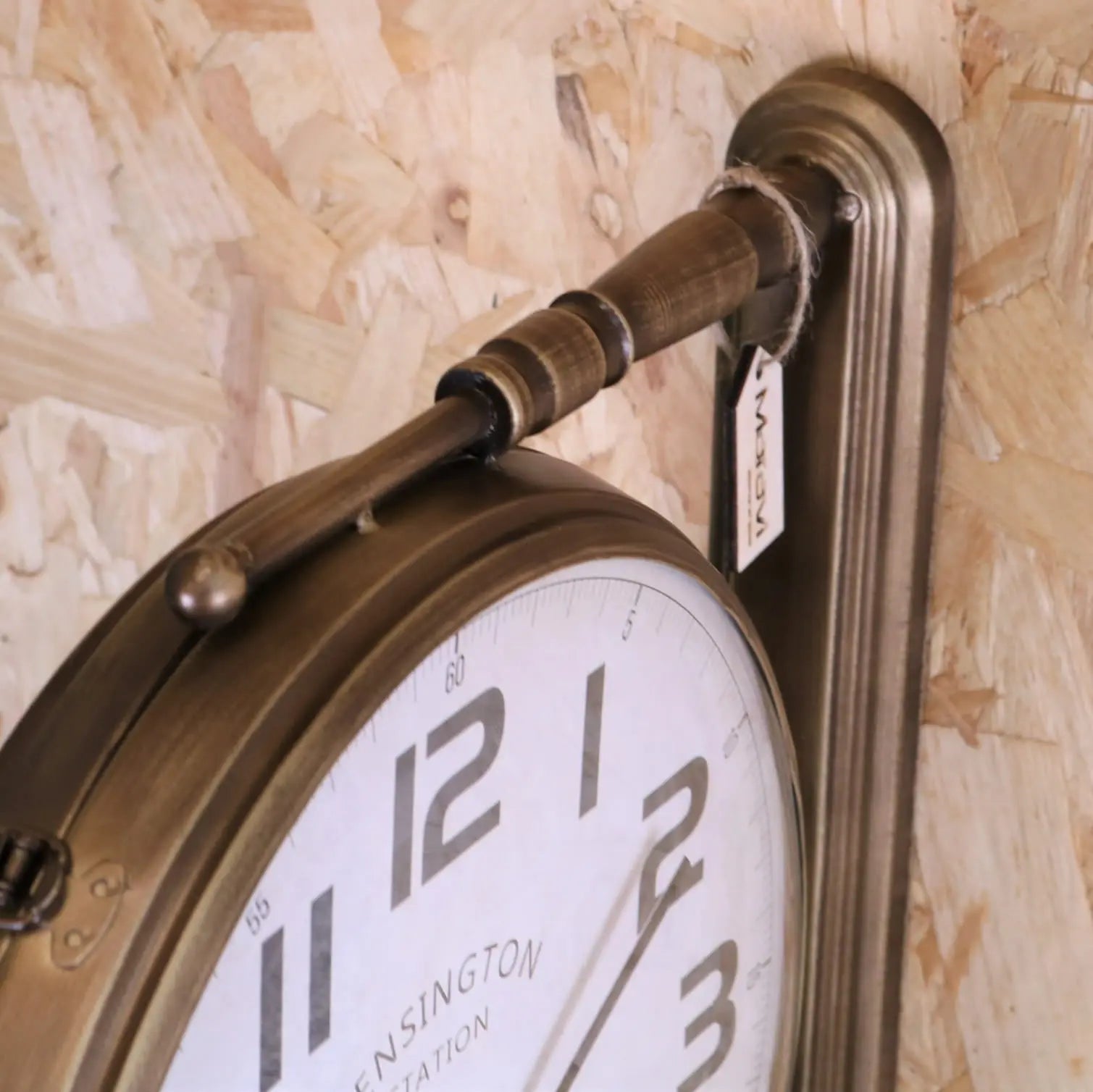 Kensington Station Railway Style Double Sided Clock - Closeup of Metal Frame
