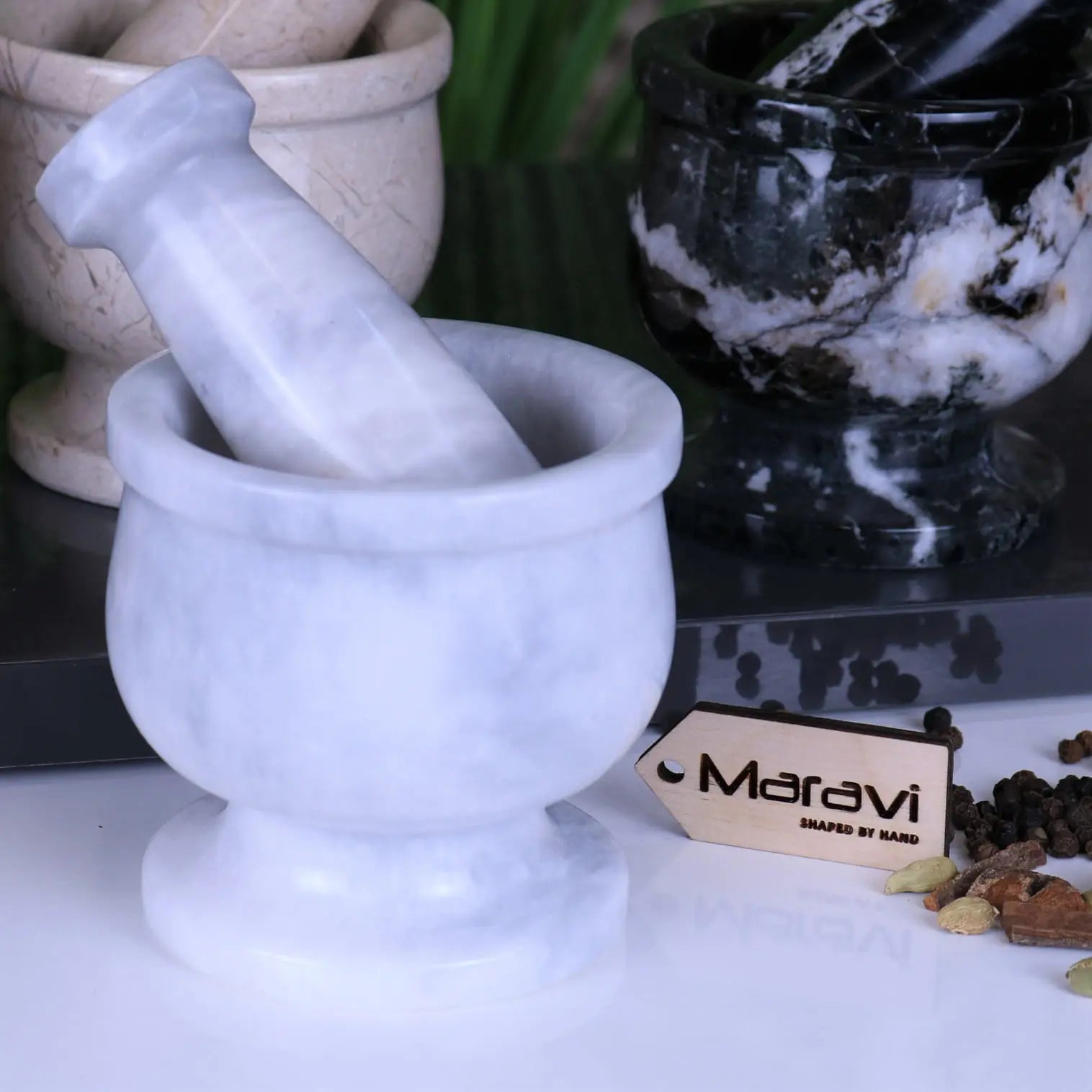 French Kitchen Mini Marble Mortar and Pestle