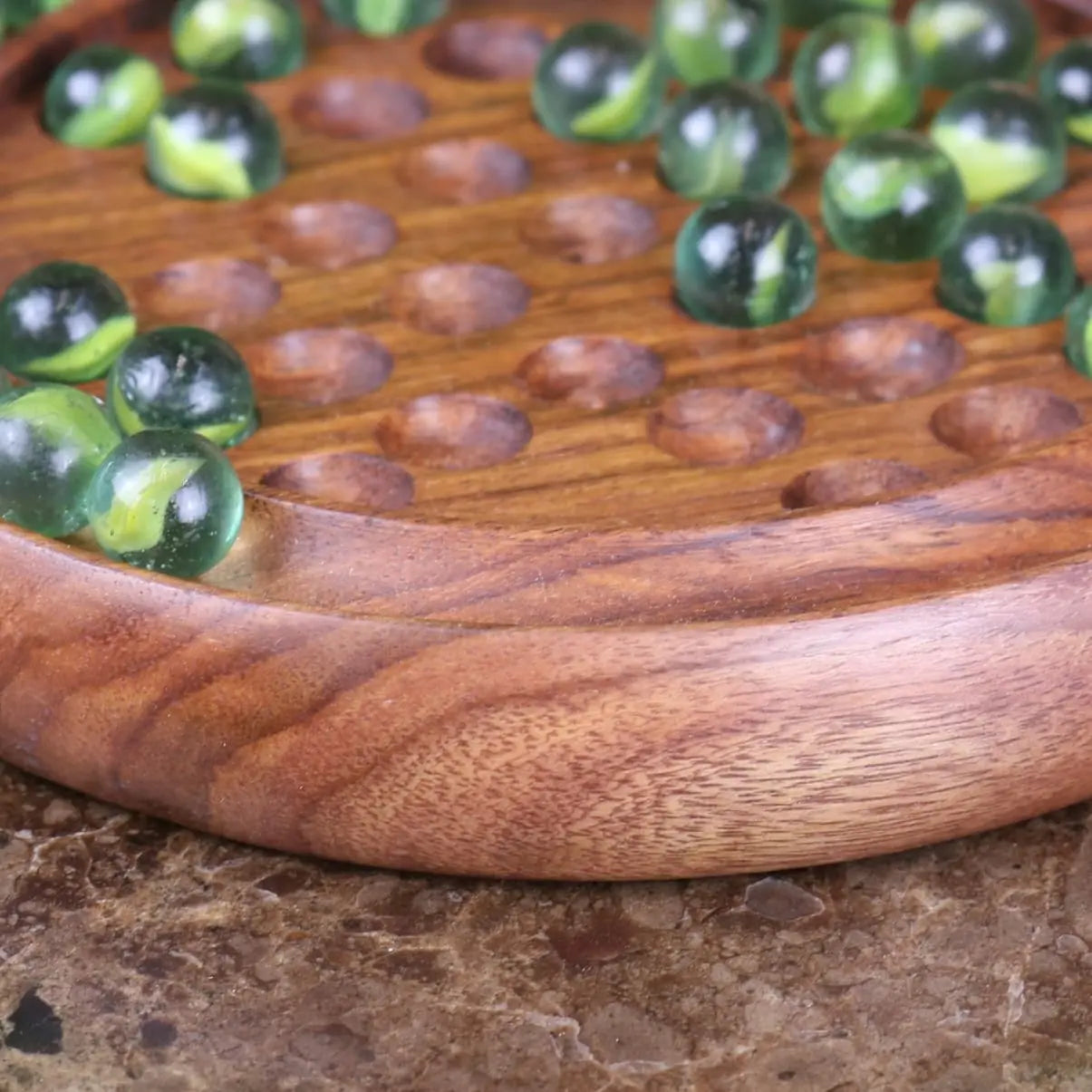 Cholang Solitaire Game Set - Closeup of Wooden Board