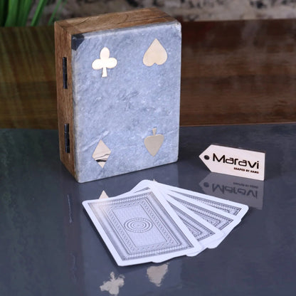 Osian Marble Lid Playing Cards Box - Grey Colour