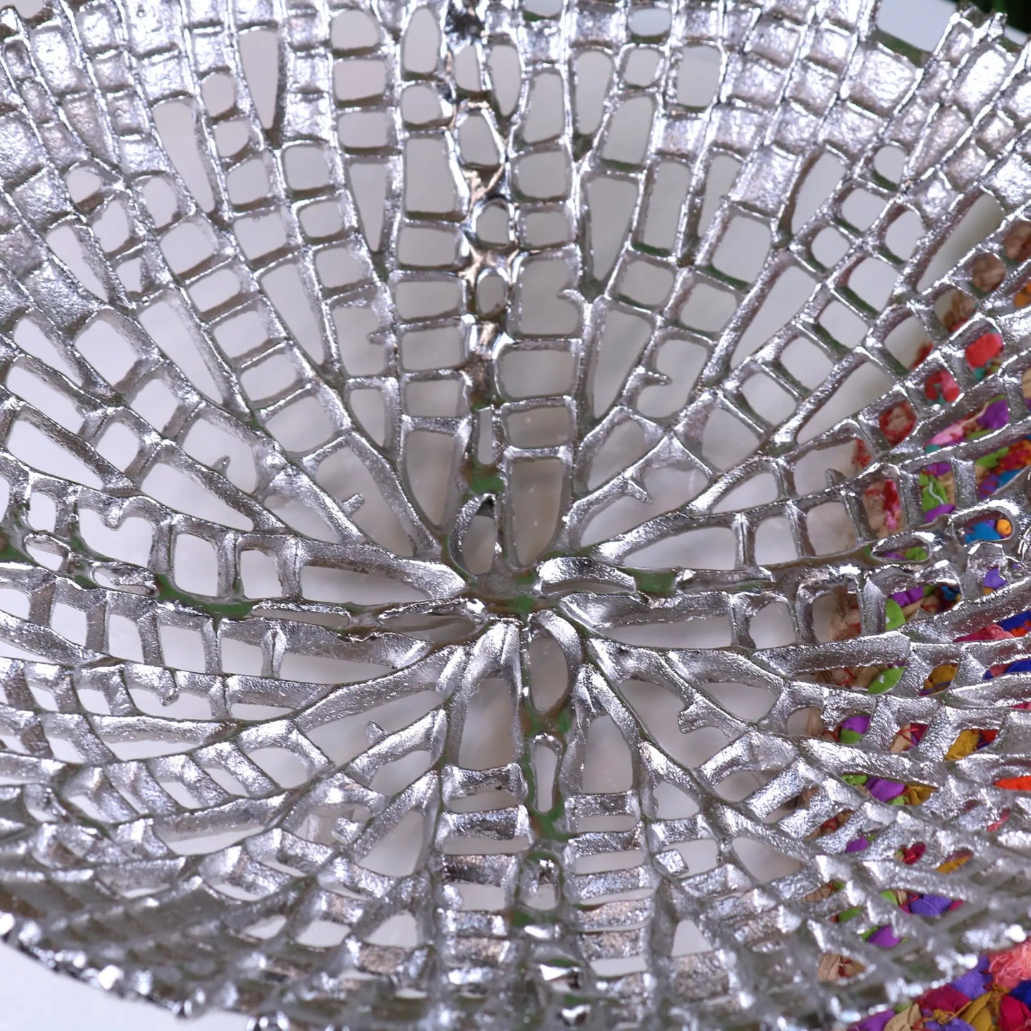 Fatepur Metal Mesh Decorative Bowl - Closeup of Mesh Pattern