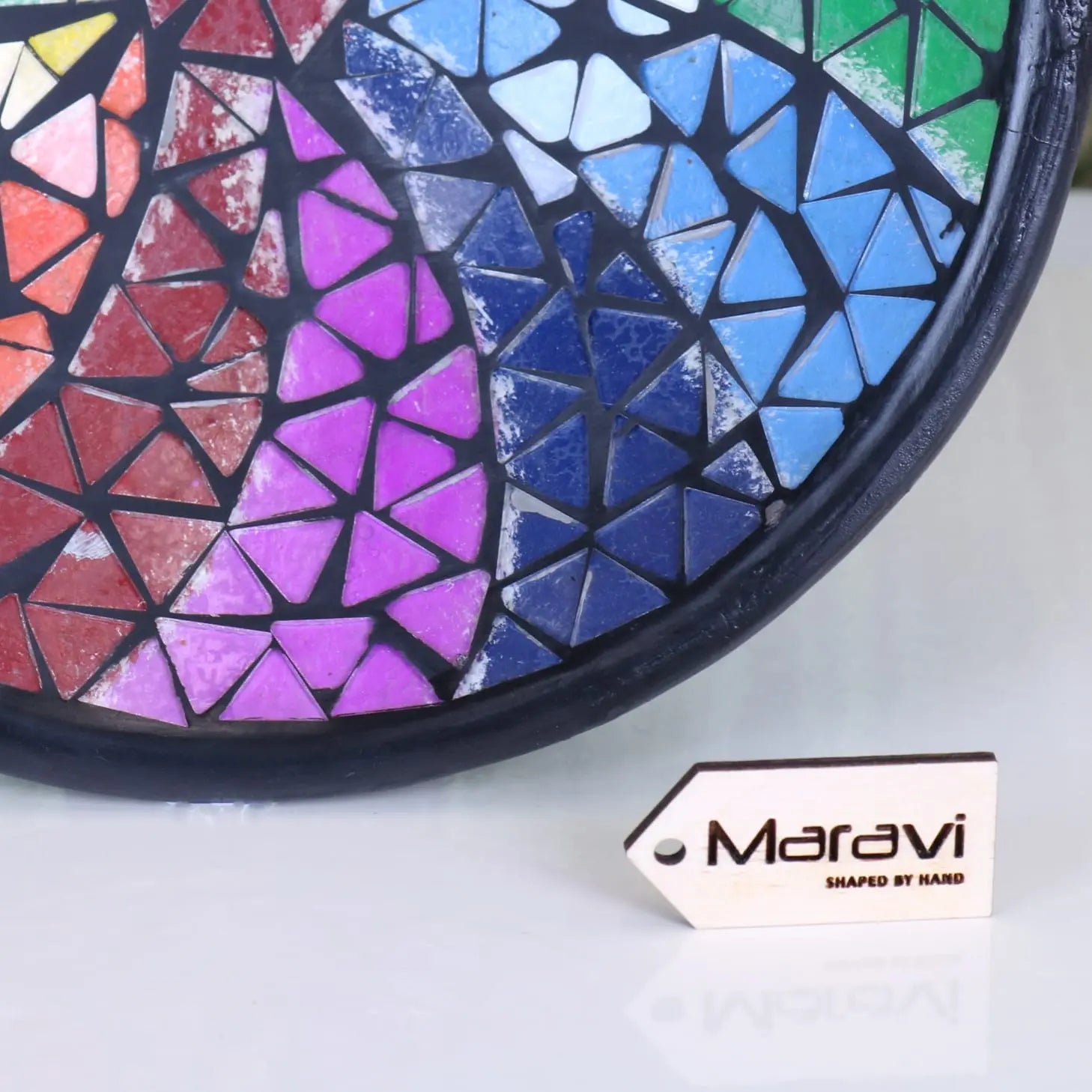 Dubdi Mosaic Bowl Rainbow Curve Design - Closeup of Mosaic