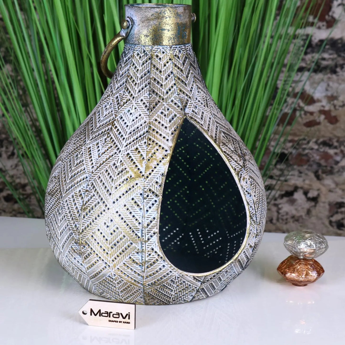 Khapri Moroccan Lantern Antiqued Gold - Main Image