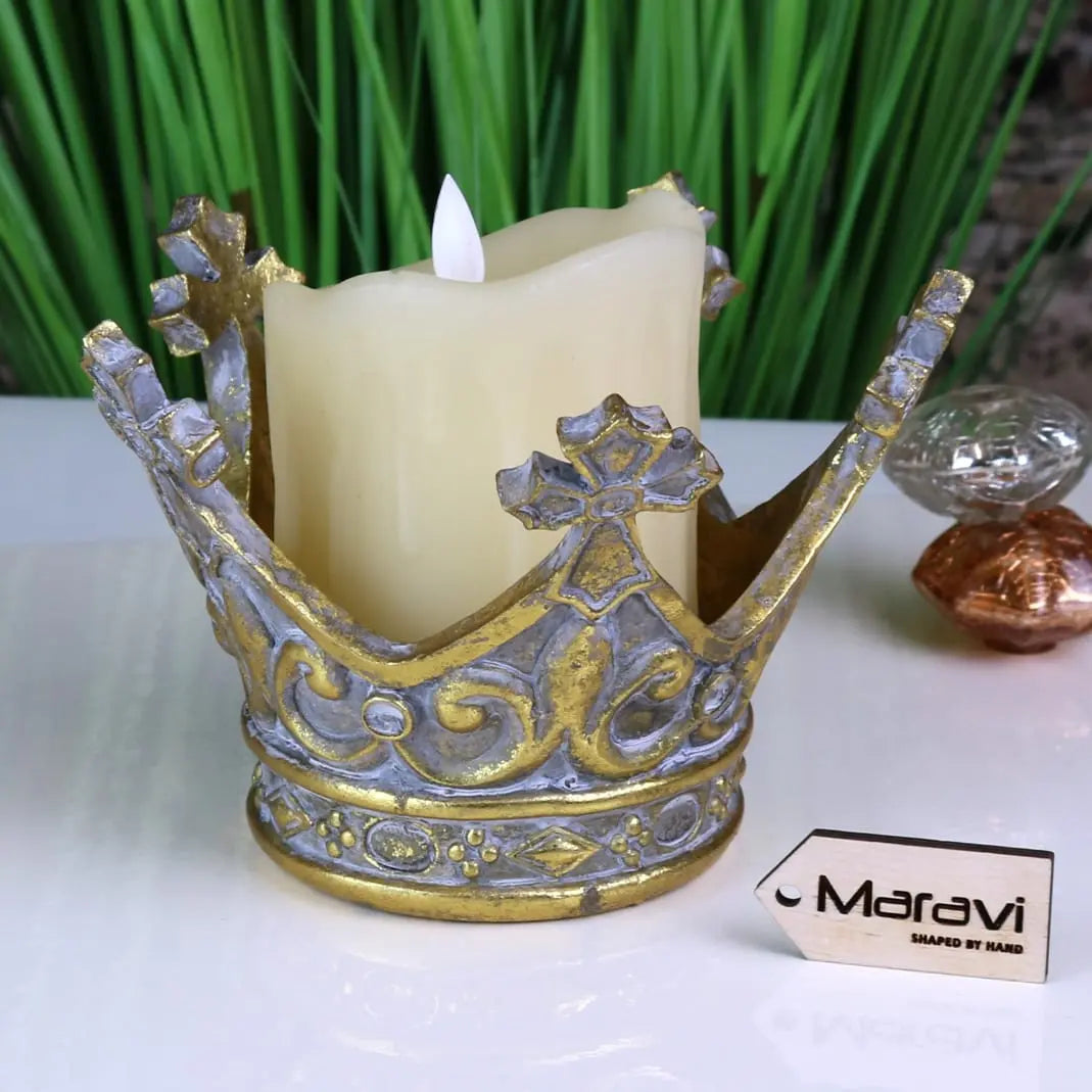 Ziro Crown Candle Holder Vintage Style With Candle