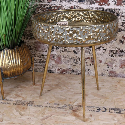 Kovalam Bowl Style Side Table Antiqued Gold - Main Image